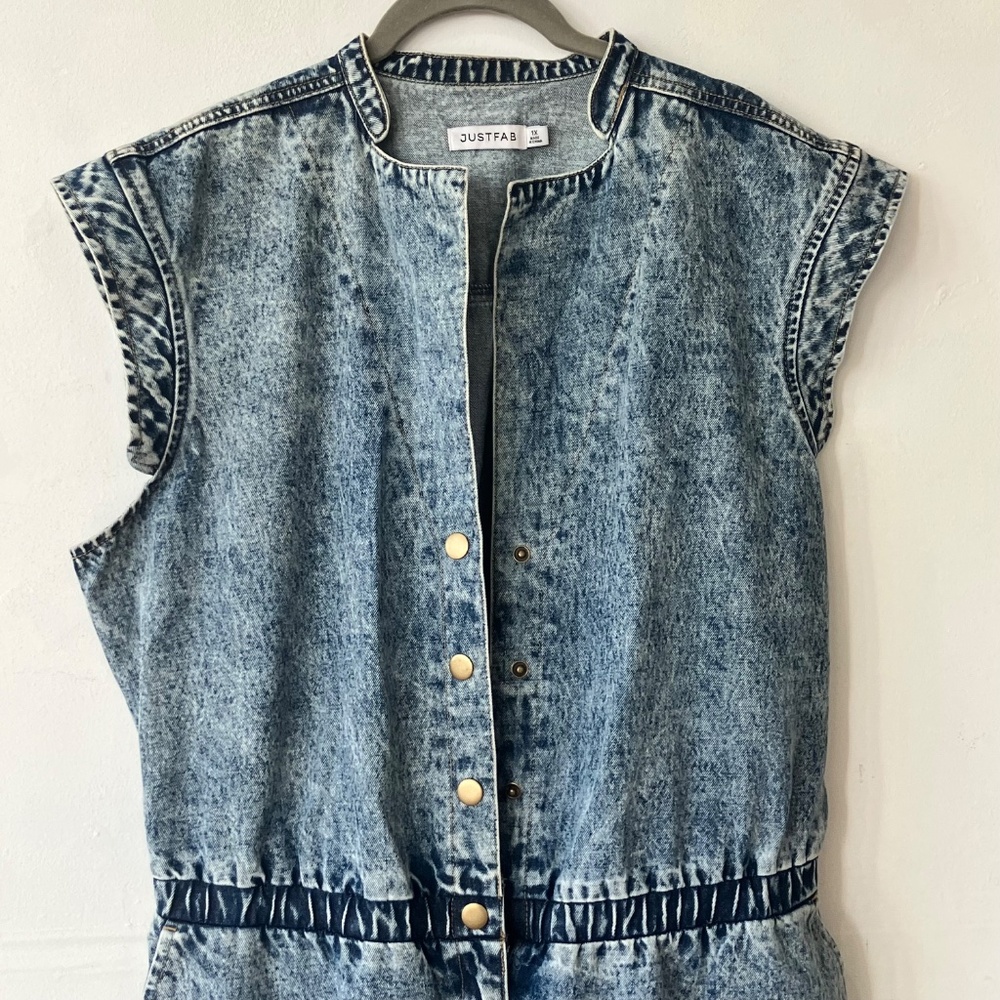 JustFab Acid Wash Jumpsuit - Picture 8 of 14